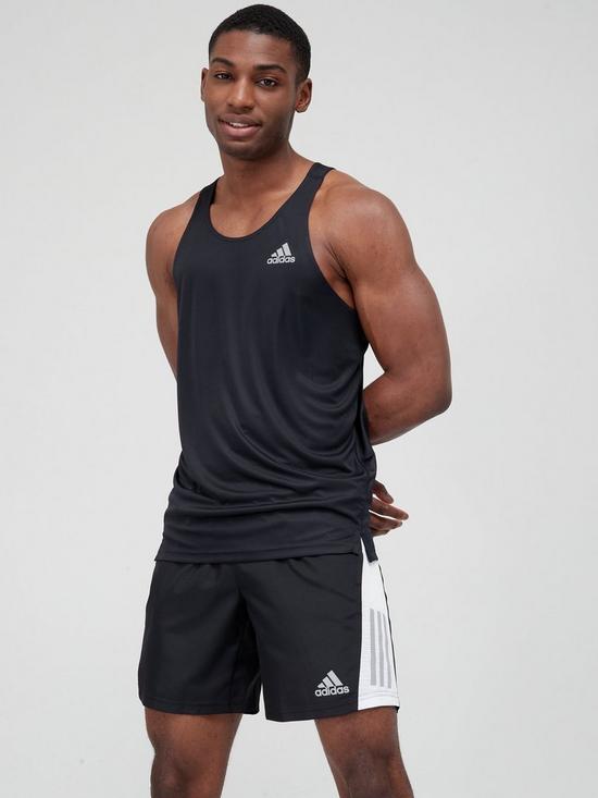 front image of adidas-own-the-run-vest-blacksilver