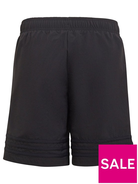back image of adidas-originals-junior-boys-graphic-trefoil-shorts-dark-grey