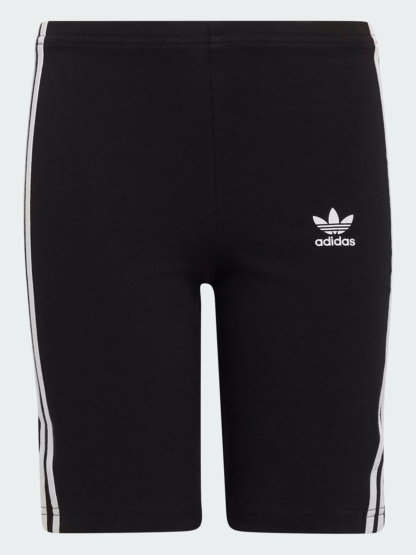 adidas Originals Junior Girls 3 Stripe Cycling Shorts Black White Very