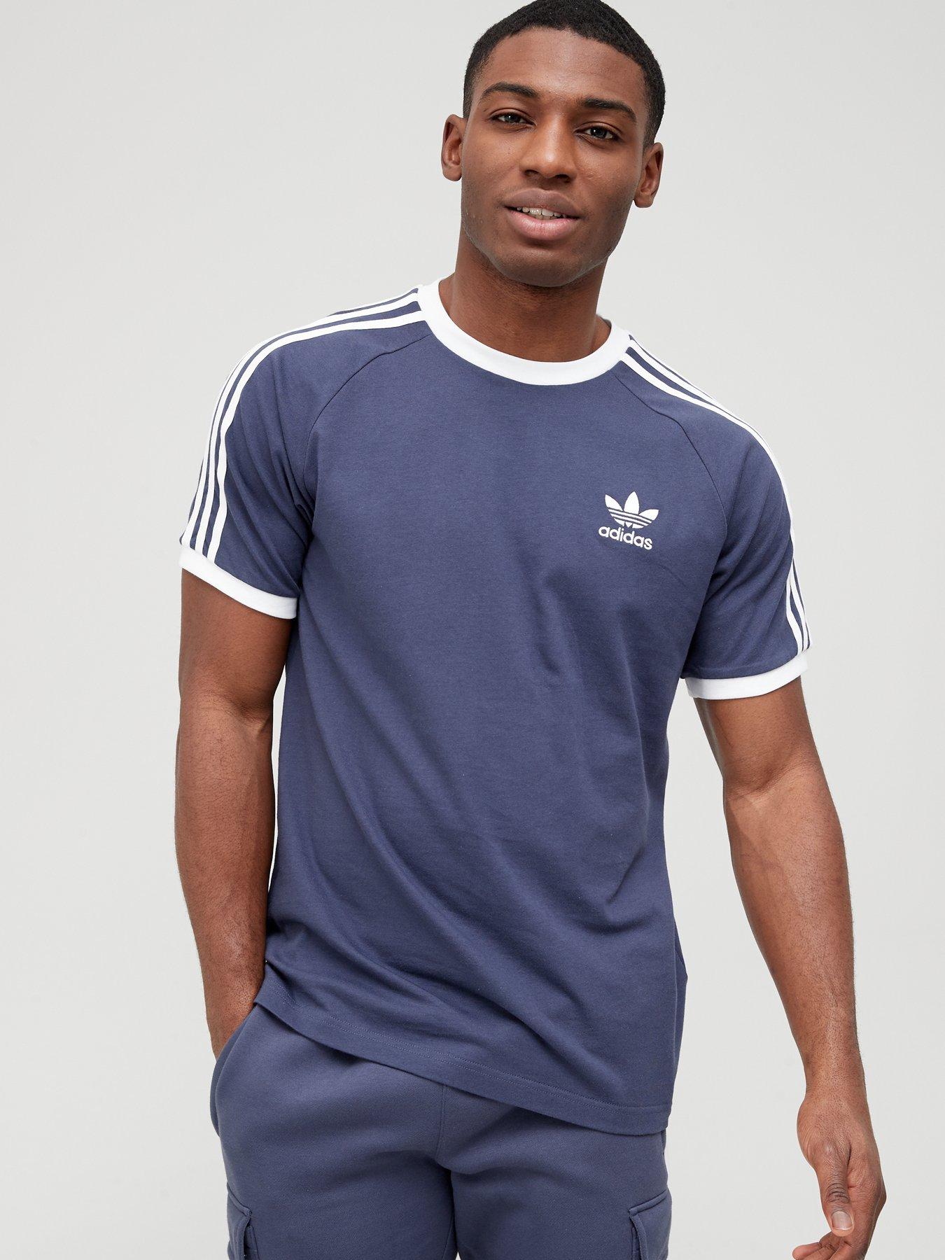 bijwoord explosie Verrijking adidas Originals 3 Stripe California T-Shirt - Navy/White | very.co.uk