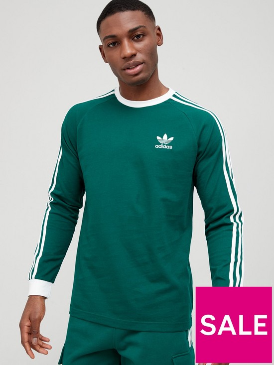 front image of adidas-originals-3-stripe-long-sleevenbspt-shirt-green