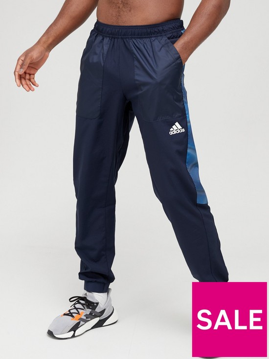 front image of adidas-designed-2-move-activated-tech-motion-pants-navy