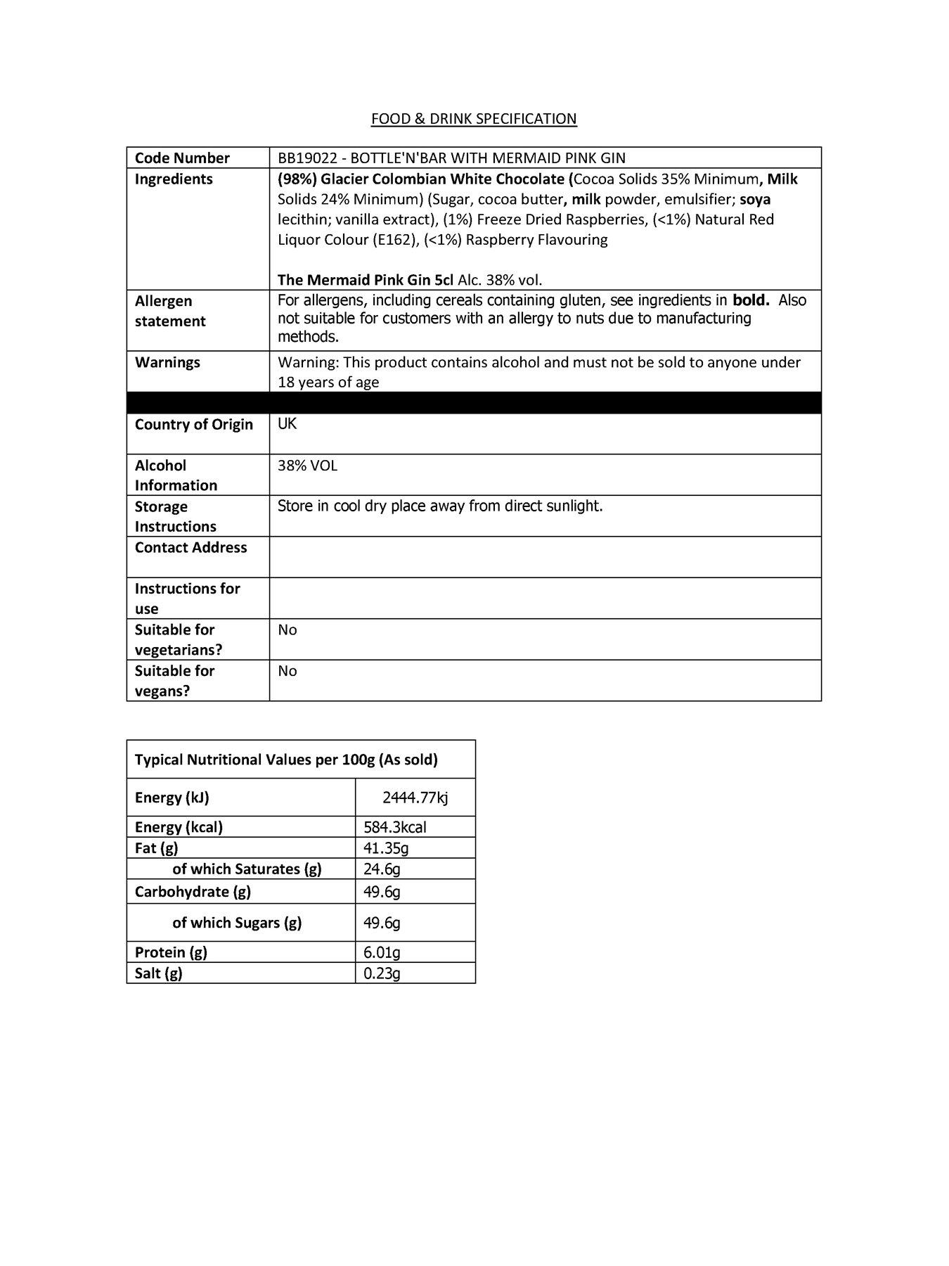 Bottle n Bar with Mermaid Pink Gin very.co.uk