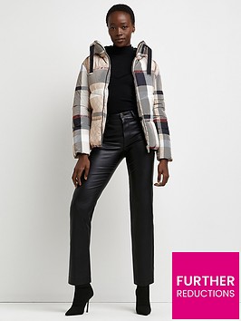 river-island-checked-padded-coat-brown