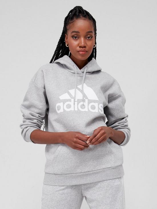 front image of adidas-big-logo-oversized-hoodie-mediumnbspgrey-heather