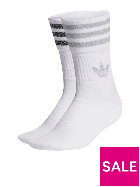 front image of adidas-originals-2-pack-ofnbspmid-cut-glitter-sock-white