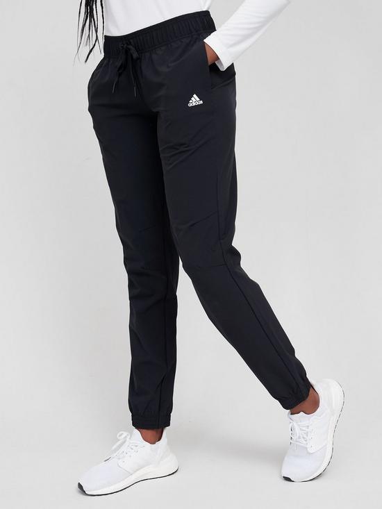 front image of adidas-woven-pants-black