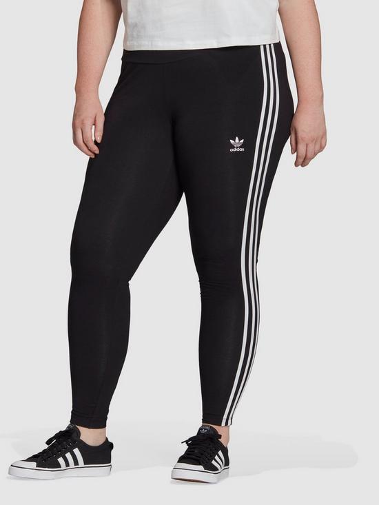 front image of adidas-originals-3-stripes-legging-plus-size-black