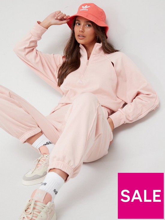 front image of adidas-hyperglam-quarternbspzip-fleece-sweater-pink