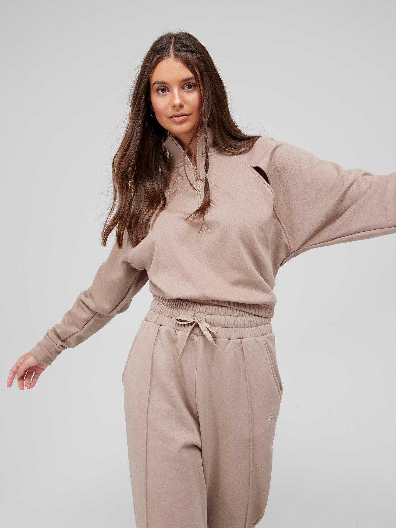Women Hyperglam Quarter Zip Fleece Sweater - Brown
