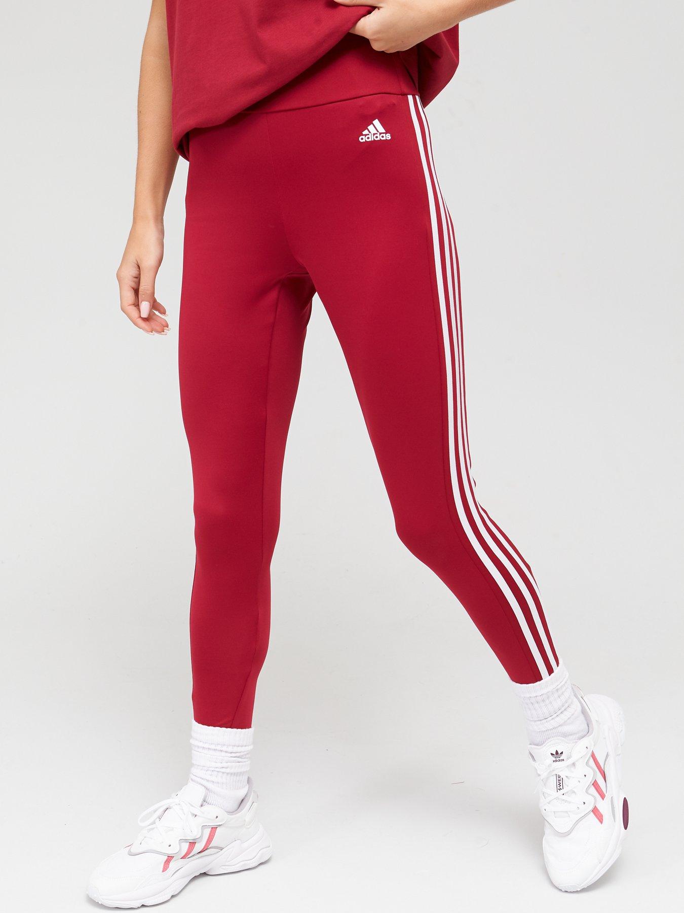 red adidas leggings 3 stripes