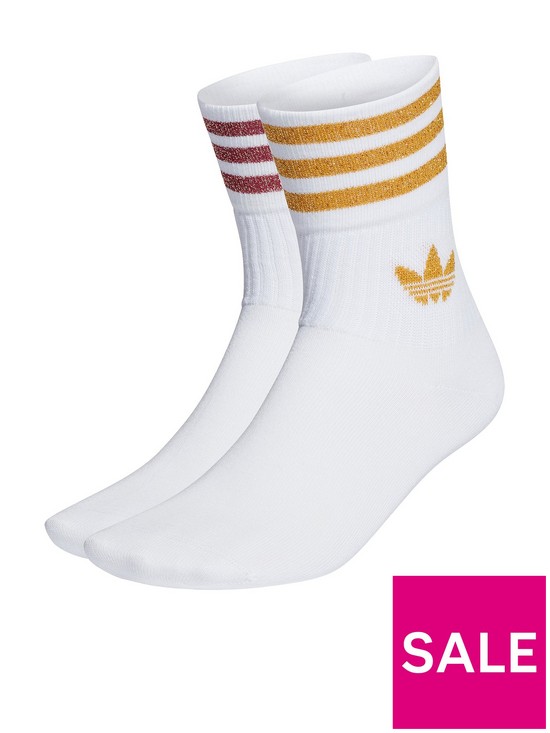 front image of adidas-originals-2-pack-ofnbspmid-cut-glitter-socks-white