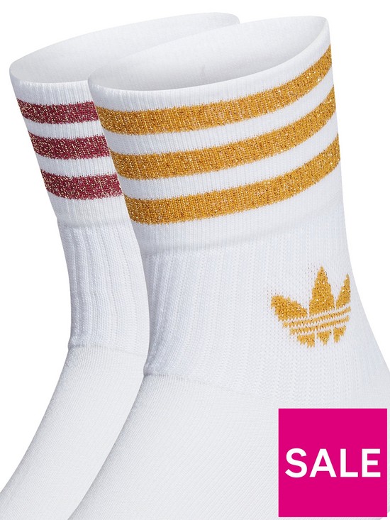 back image of adidas-originals-2-pack-ofnbspmid-cut-glitter-socks-white