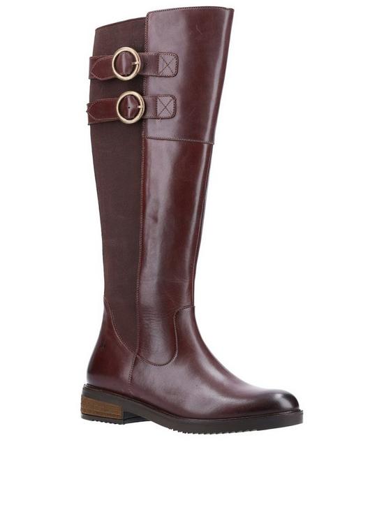 front image of hush-puppies-carla-knee-boot-brown