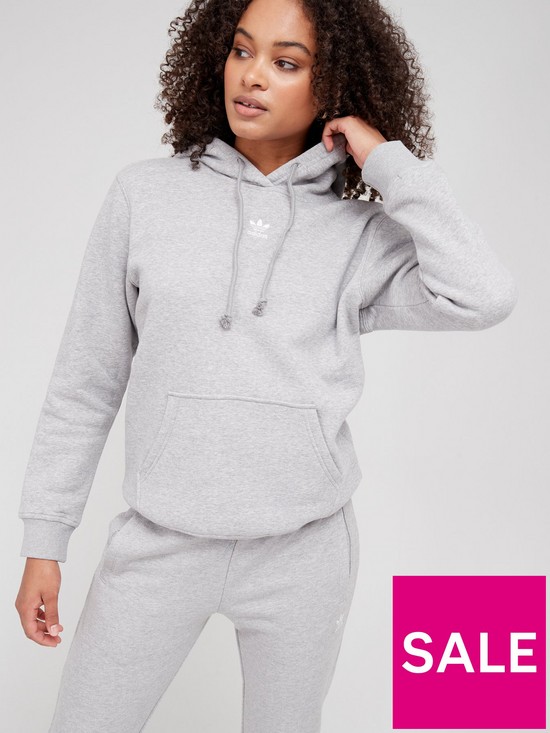 front image of adidas-originals-fleece-hoodie-medium-grey-heather