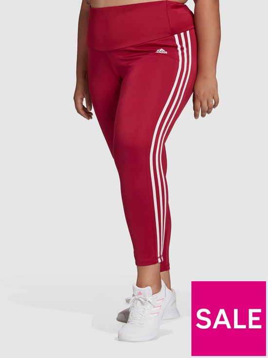 front image of adidas-3-stripes-78-leggings-plus-size