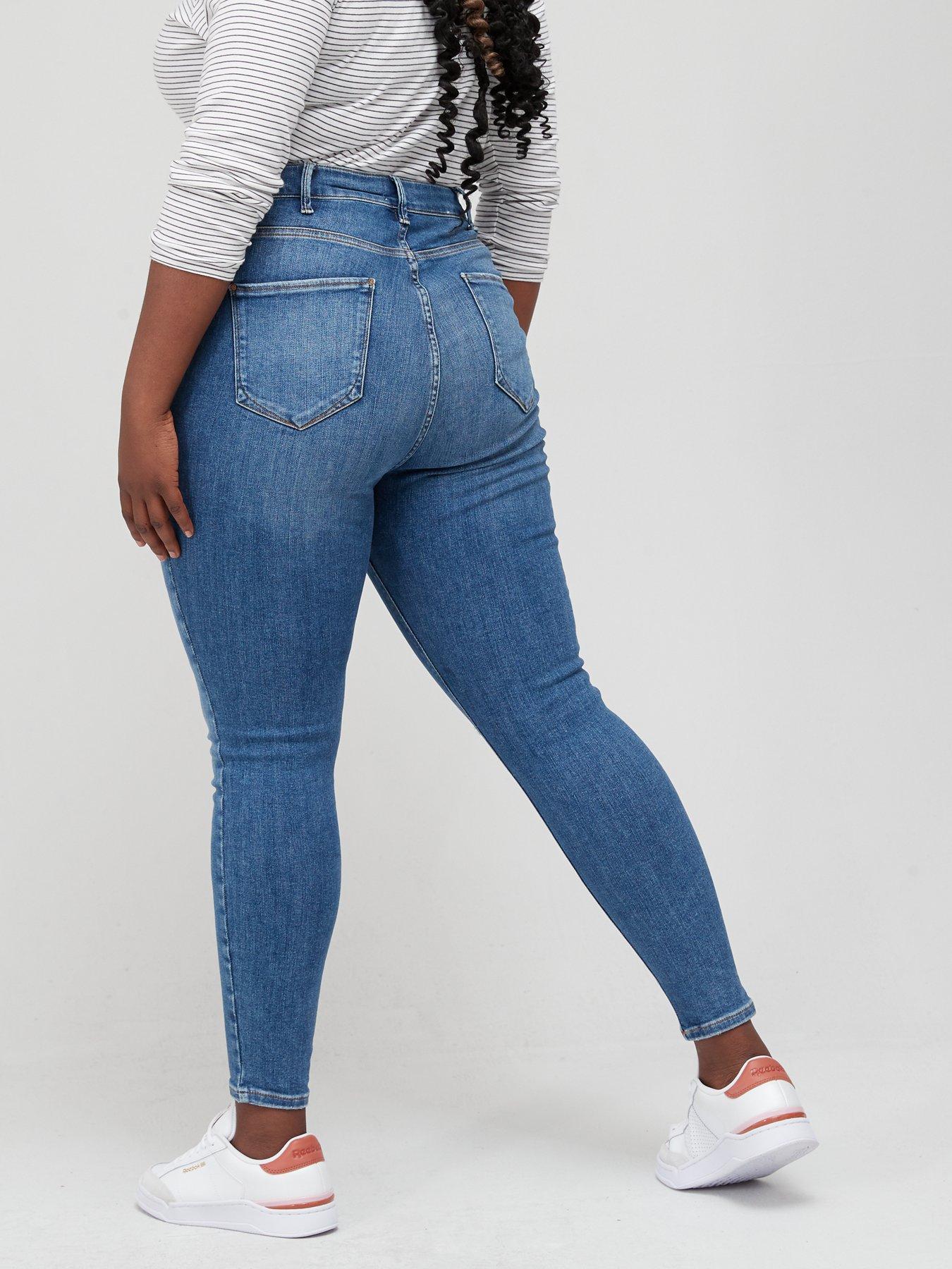 Jeans Plus High Rise Ripped Knee Skinny Jean- Mid Denim