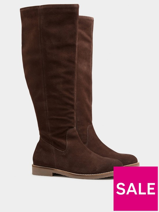 front image of long-tall-sally-crepe-sole-knee-boot-chocolate