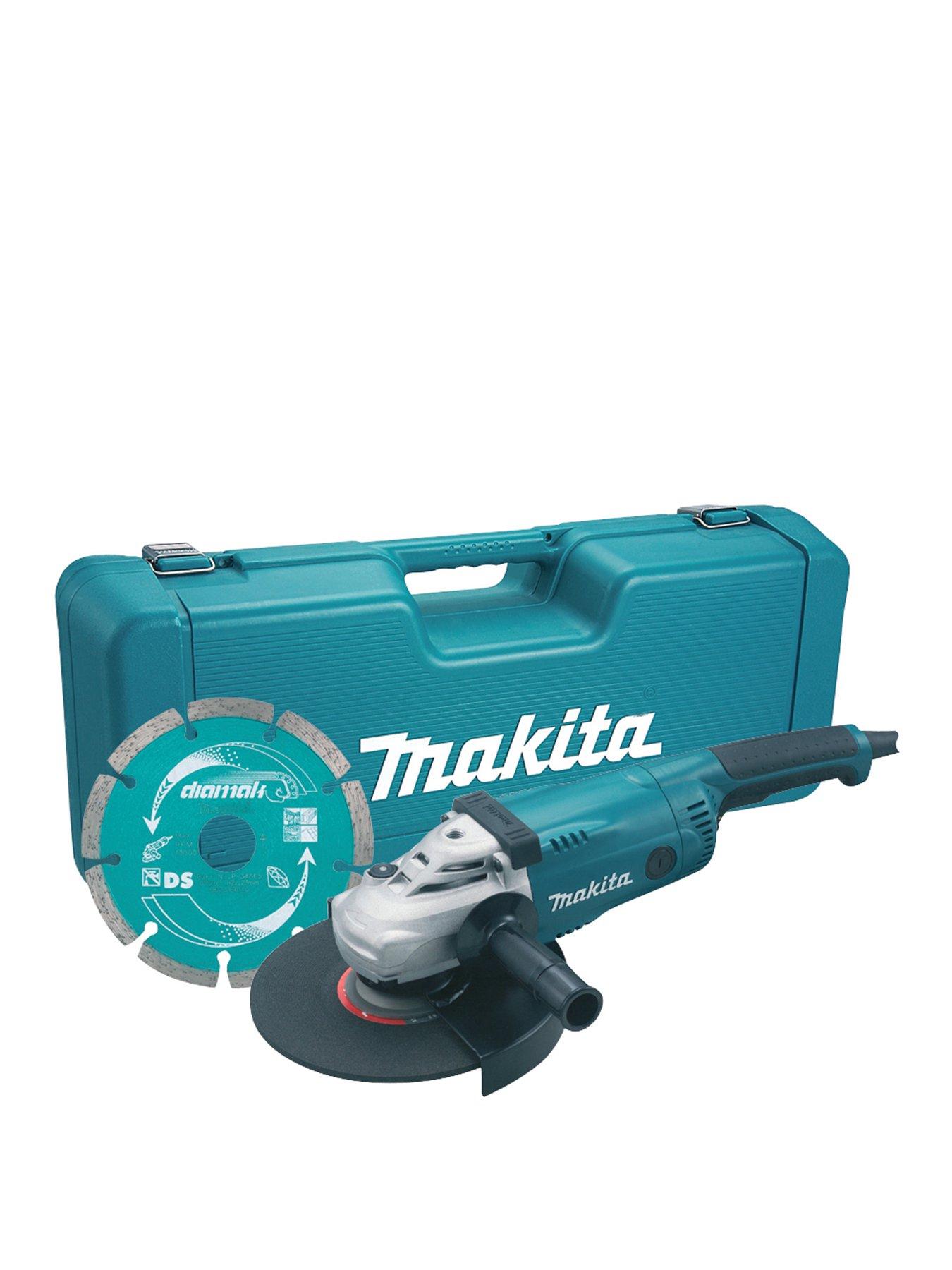 Makita 230mm Angle Grinder, 2000w With General Purpose Diamond Blade  &  Carry Case