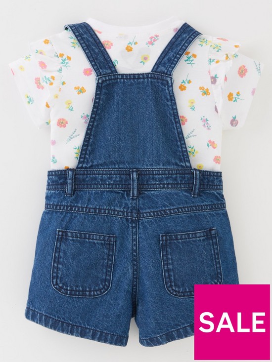 back image of mini-v-by-very-girls-emb-denim-shortie-dungareenbspand-tee-set