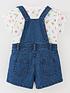  image of mini-v-by-very-girls-emb-denim-shortie-dungareenbspand-tee-set