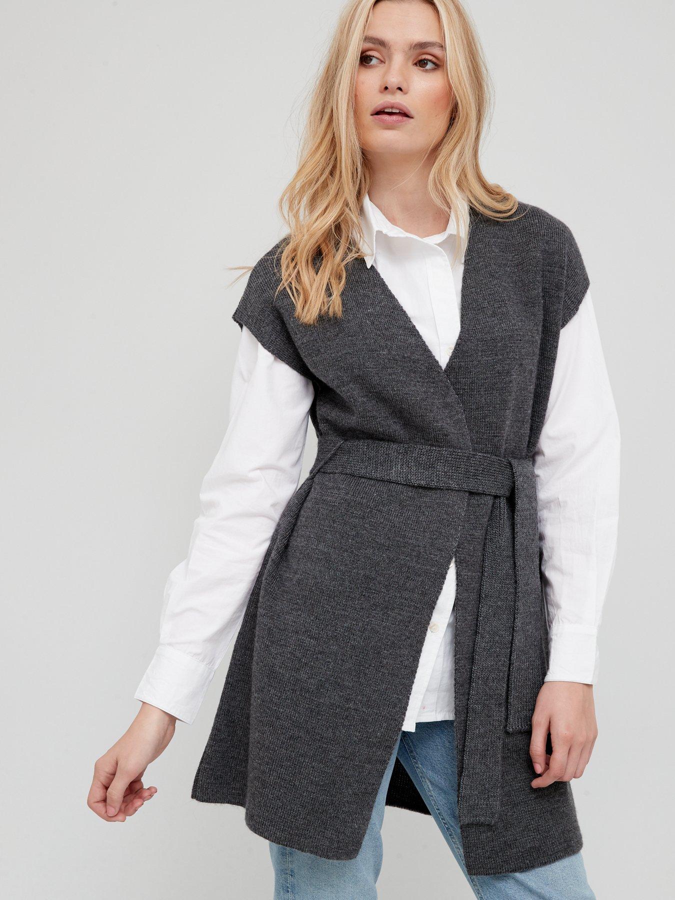 Button Through Sleeveless Knitted Cardigan