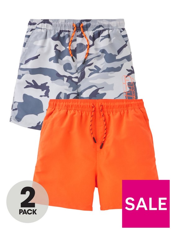 front image of v-by-very-boys-2-pack-camo-and-plain-recycled-swim-shorts