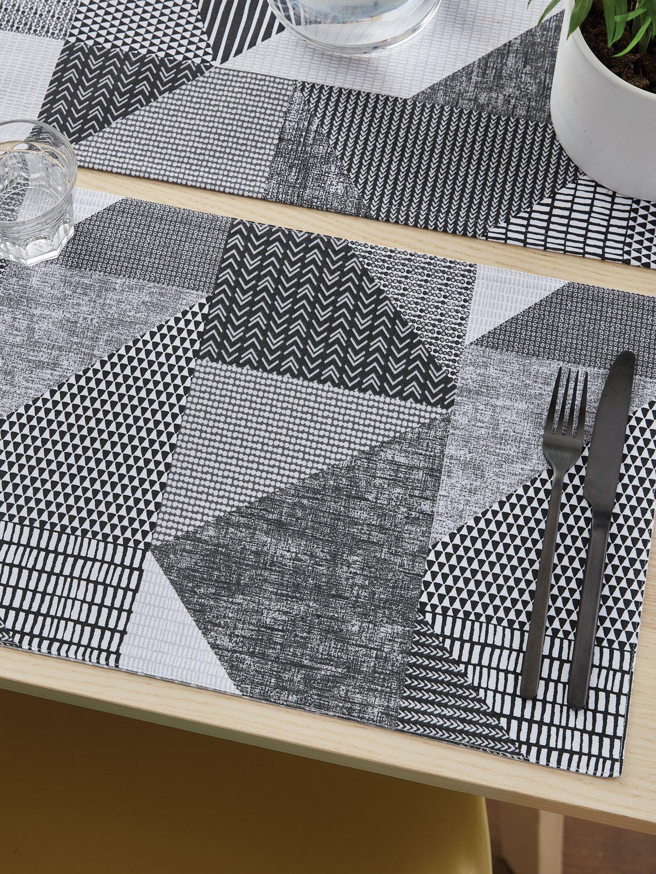 Image 2 of 4 of Catherine Lansfield Larrson Geo Set of 2 Grey Placemats