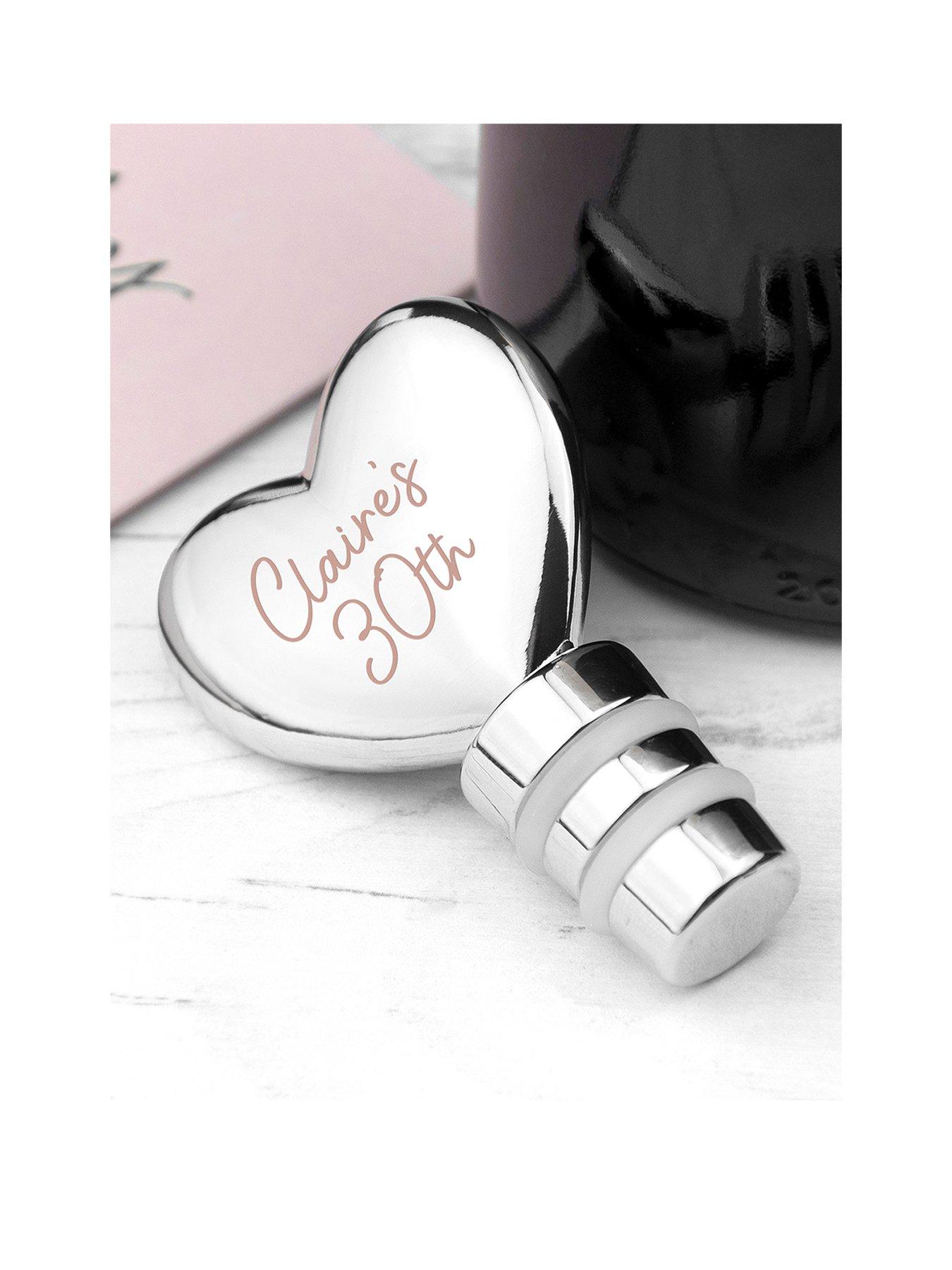 Product photograph of Treat Republic Personalised Heart Wine Bottle Stopper from very.co.uk