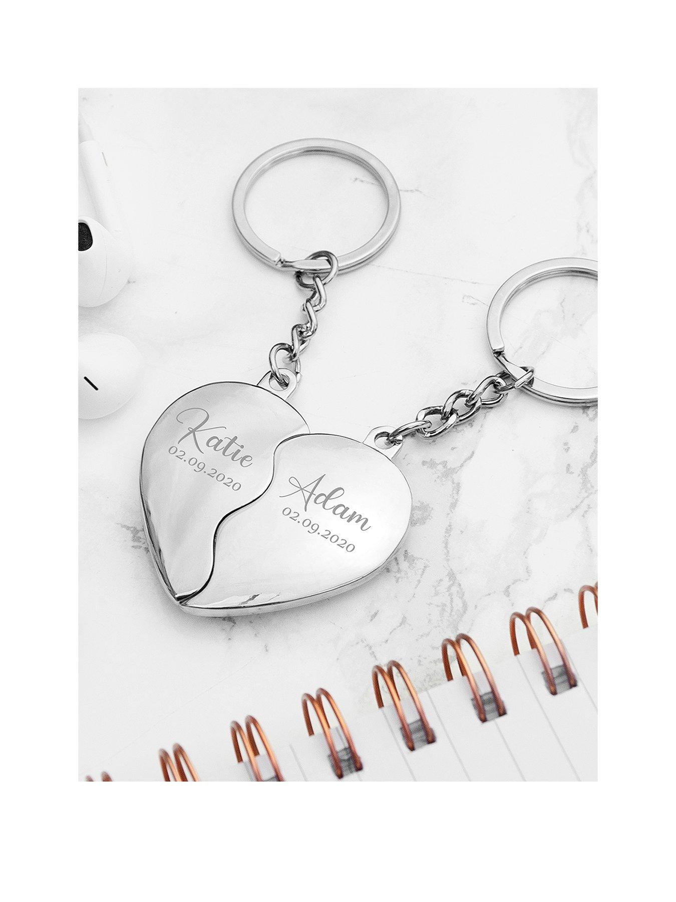 Product photograph of Treat Republic Personalised Joined Hearts Keyrings from very.co.uk