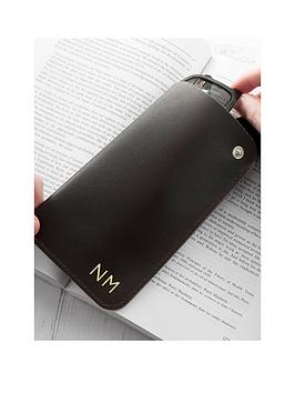 Product photograph of Treat Republic Monogrammed Luxury Leather Glasses Case Made In England from very.co.uk