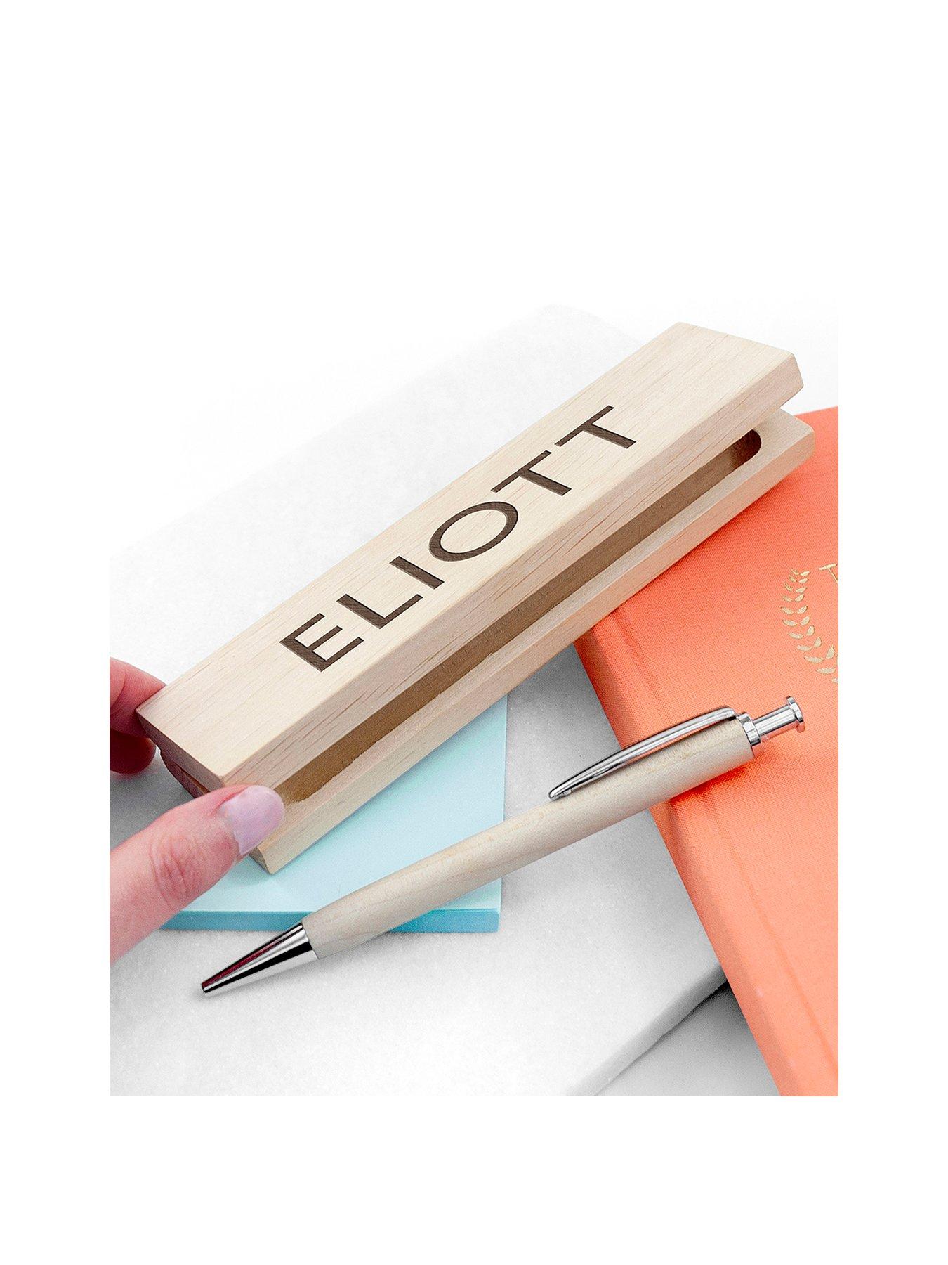 Product photograph of Treat Republic Personalised Beech Wood Pen Set from very.co.uk