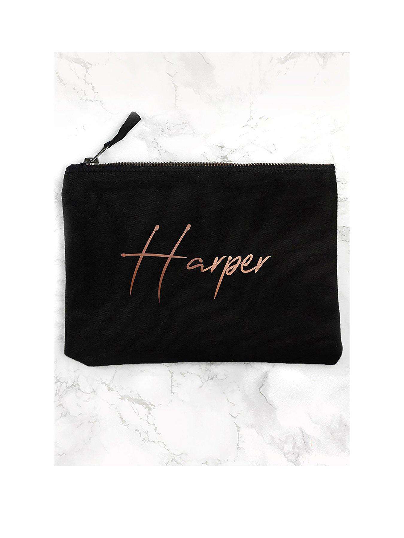 Product photograph of Treat Republic Black And Rose Gold Makeup Bag In Canvas from very.co.uk