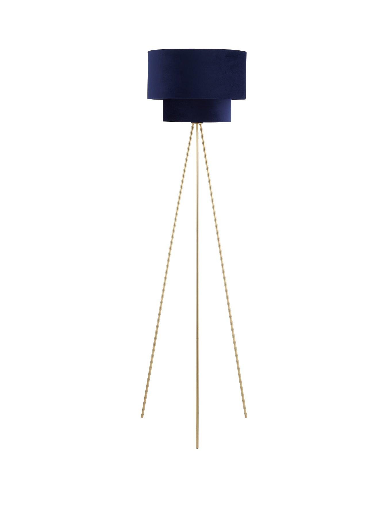 undefined Tia Two Tiered Floor Lamp - Navy/Brass