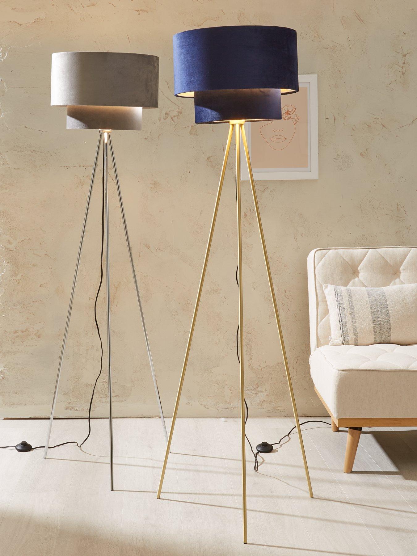 Image 1 of 5 of The Very Collection Tia Two Tiered Floor Lamp - Grey/Silver