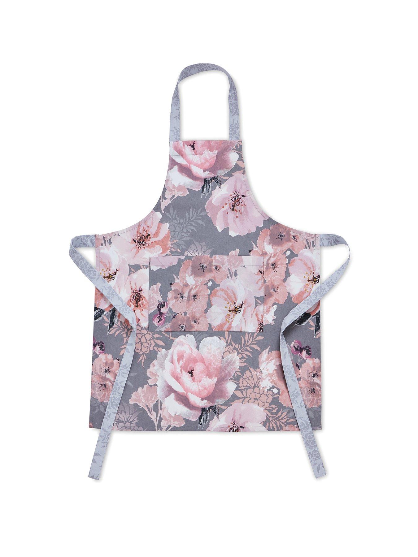 Product photograph of Catherine Lansfield Dramatic Floral 100 Cotton Apron from very.co.uk