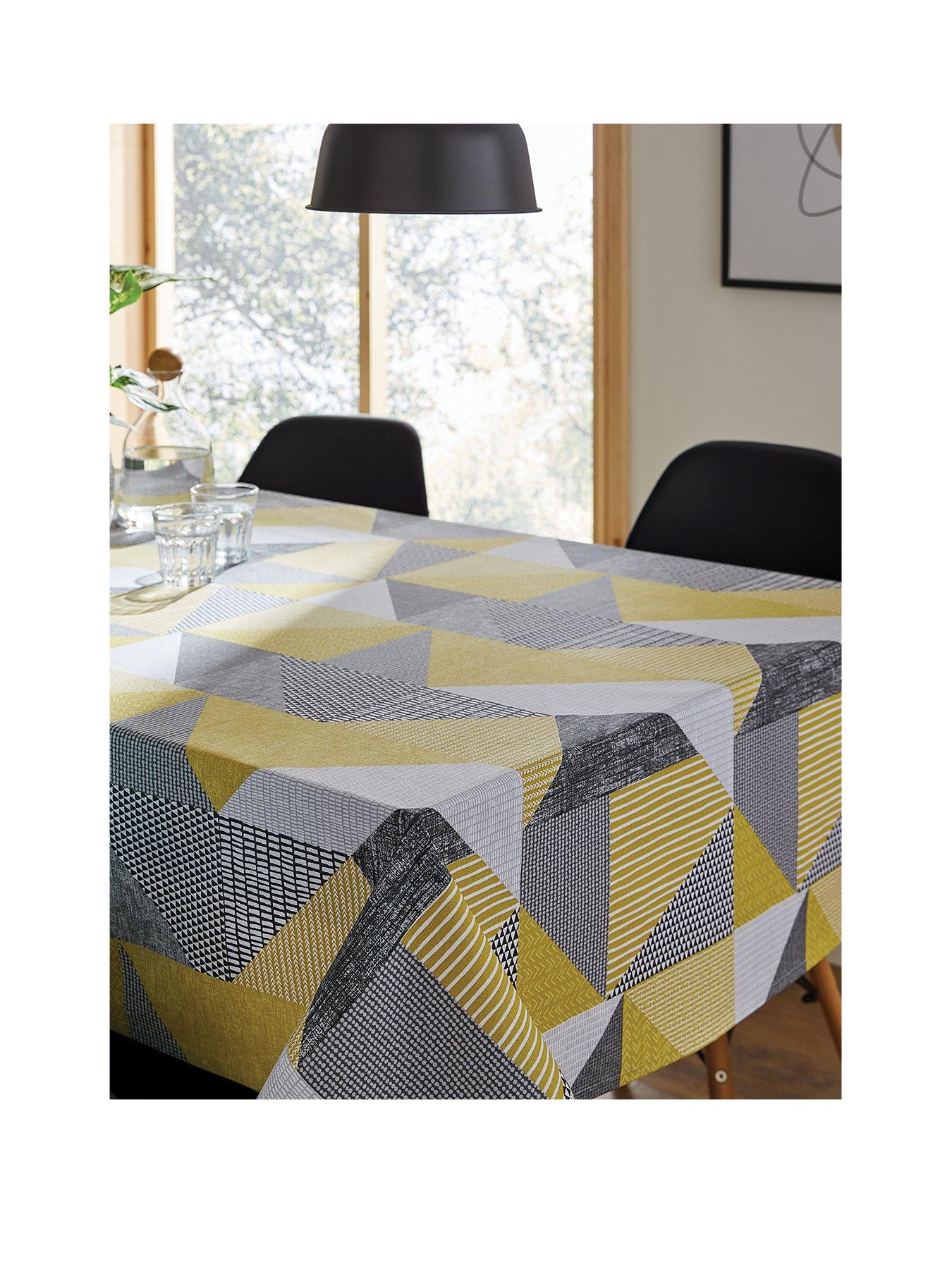 Product photograph of Catherine Lansfield Larrson Ochre Tablecloth from very.co.uk