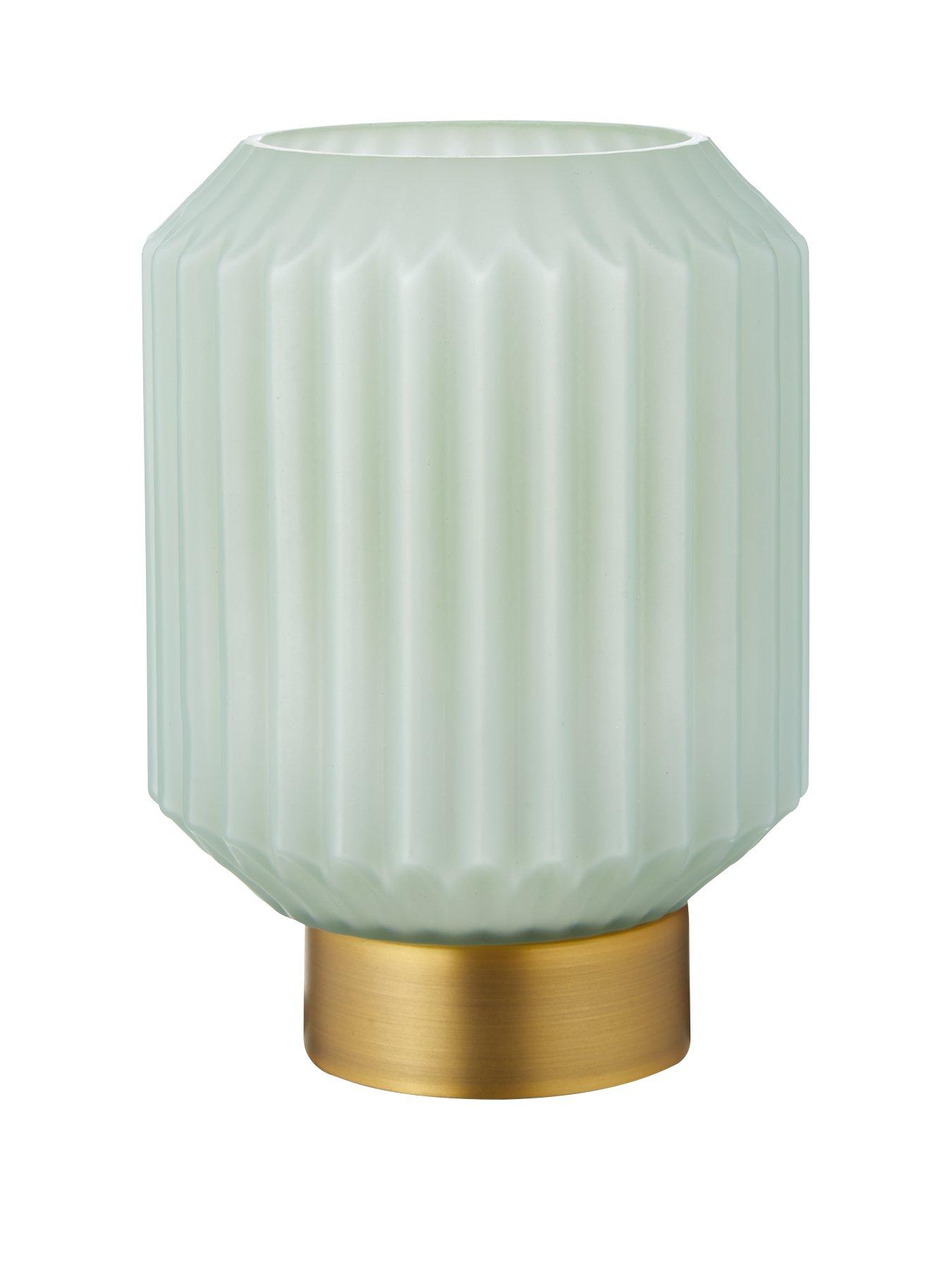 Product photograph of Everyday Aurore Mini Touch Glass Table Lamp - Pale Green Satin Brass from very.co.uk