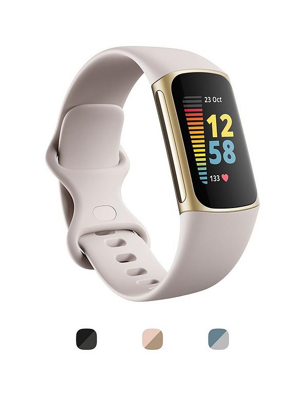 Fitbit Charge 5 - Lunar White/Soft Gold Stainless Steel | very.co.uk