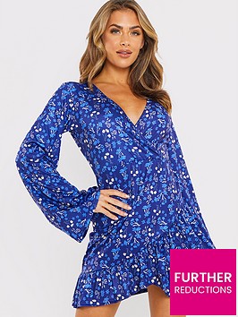 in-the-style-in-the-style-x-jac-jossa-floral-print-wrap-frill-hem-mini-dress-navy
