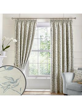 Product photograph of Curtina Bird Trail Pencil Pleat Lined Curtains from very.co.uk