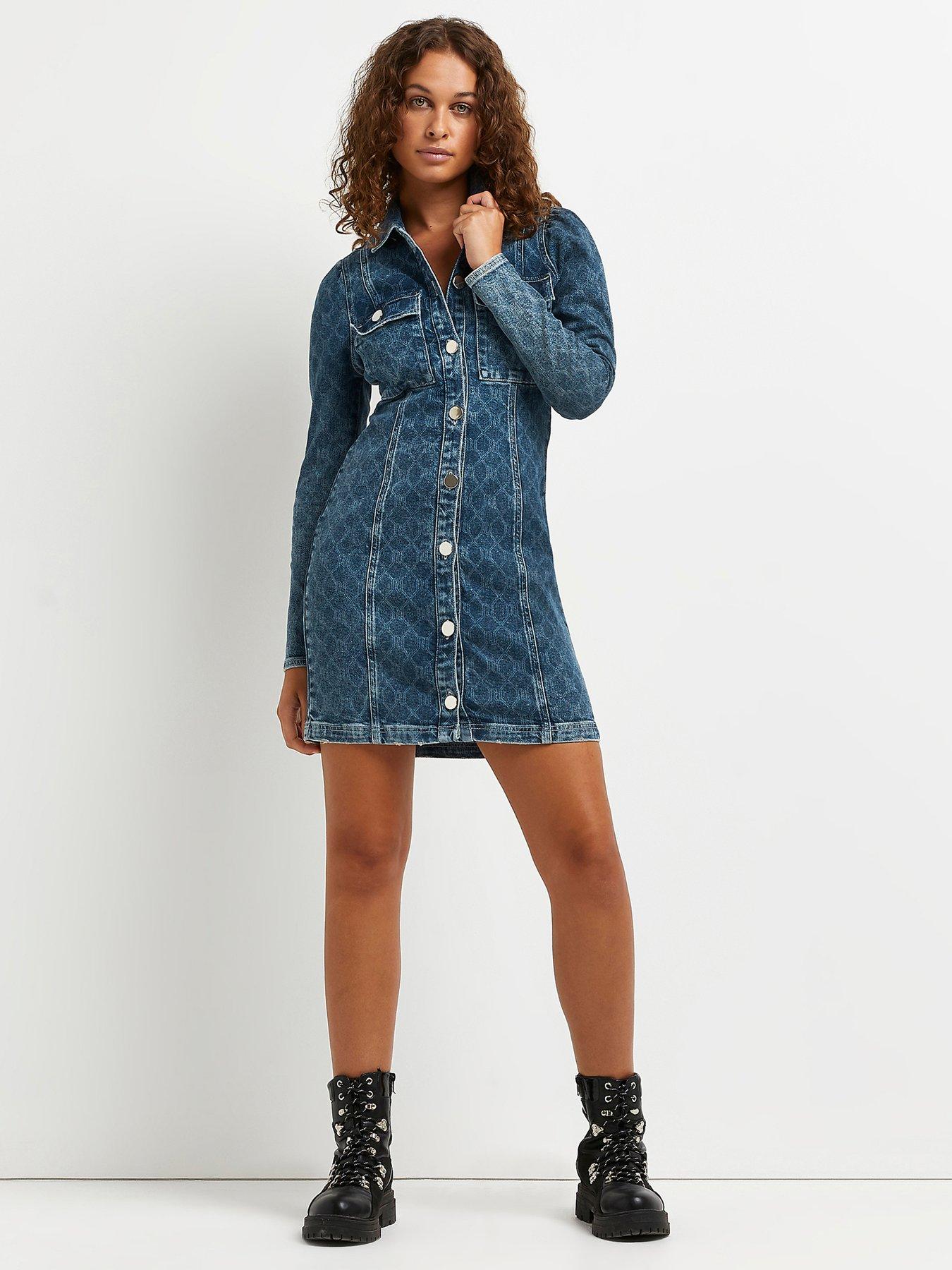 river island denim midi dress