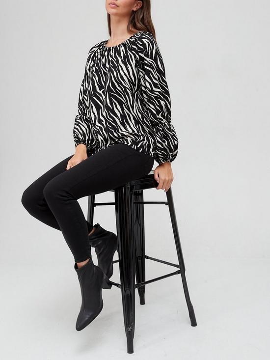 front image of v-by-very-tiered-sleeve-blouse-zebranbsp