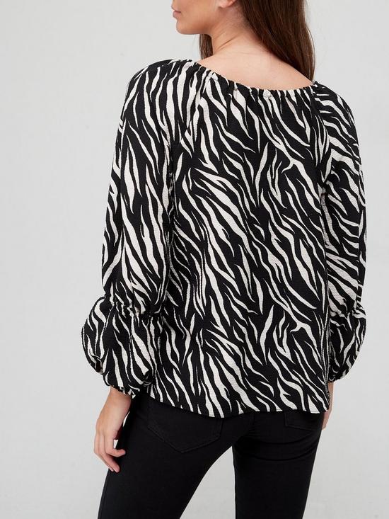 stillFront image of v-by-very-tiered-sleeve-blouse-zebranbsp