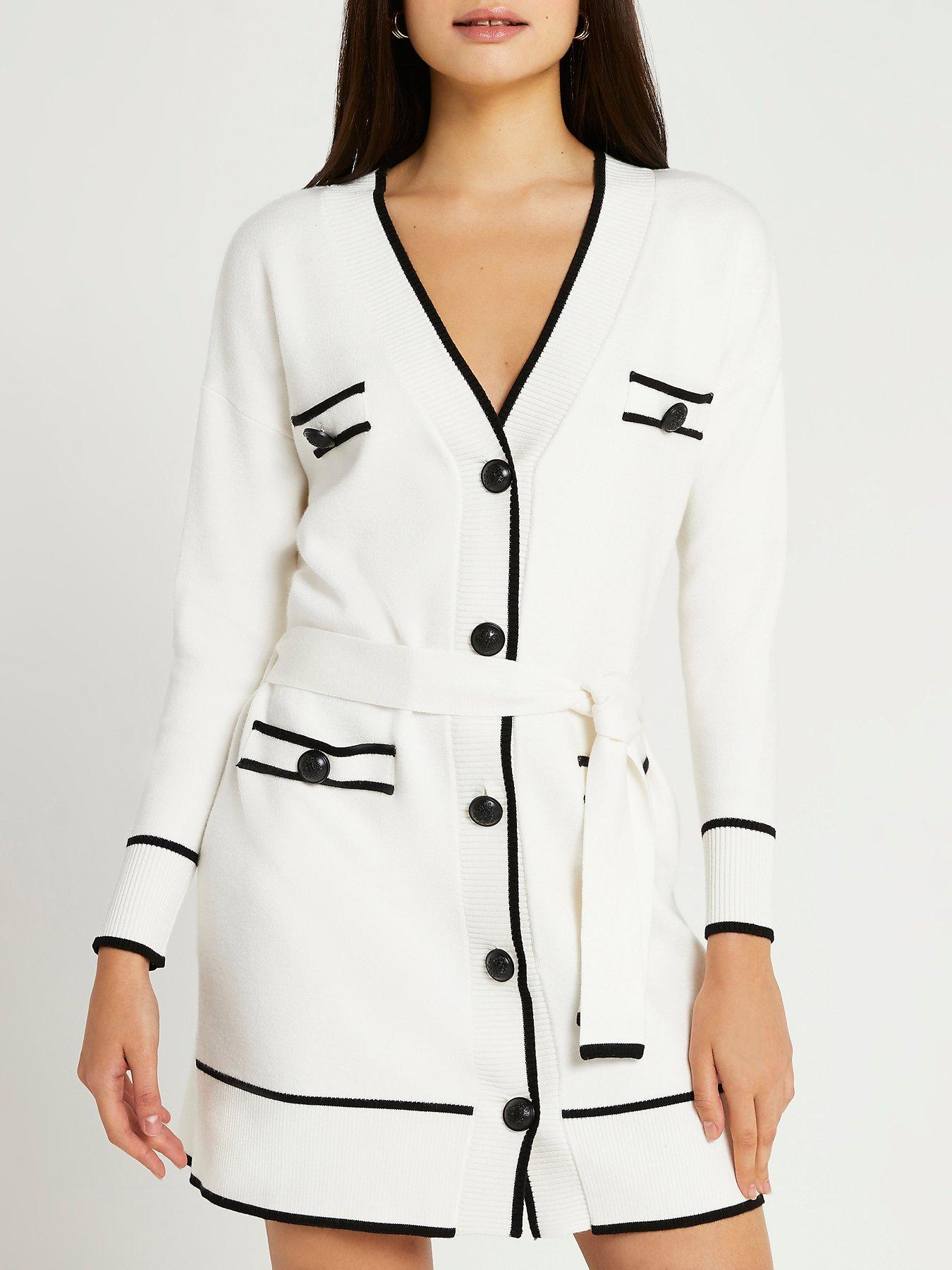 River Island Tipped Belted CardiganCream very.co.uk