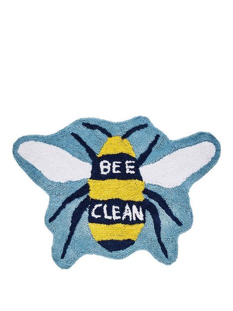 joules-bee-clean-bath-mat-pale-blue