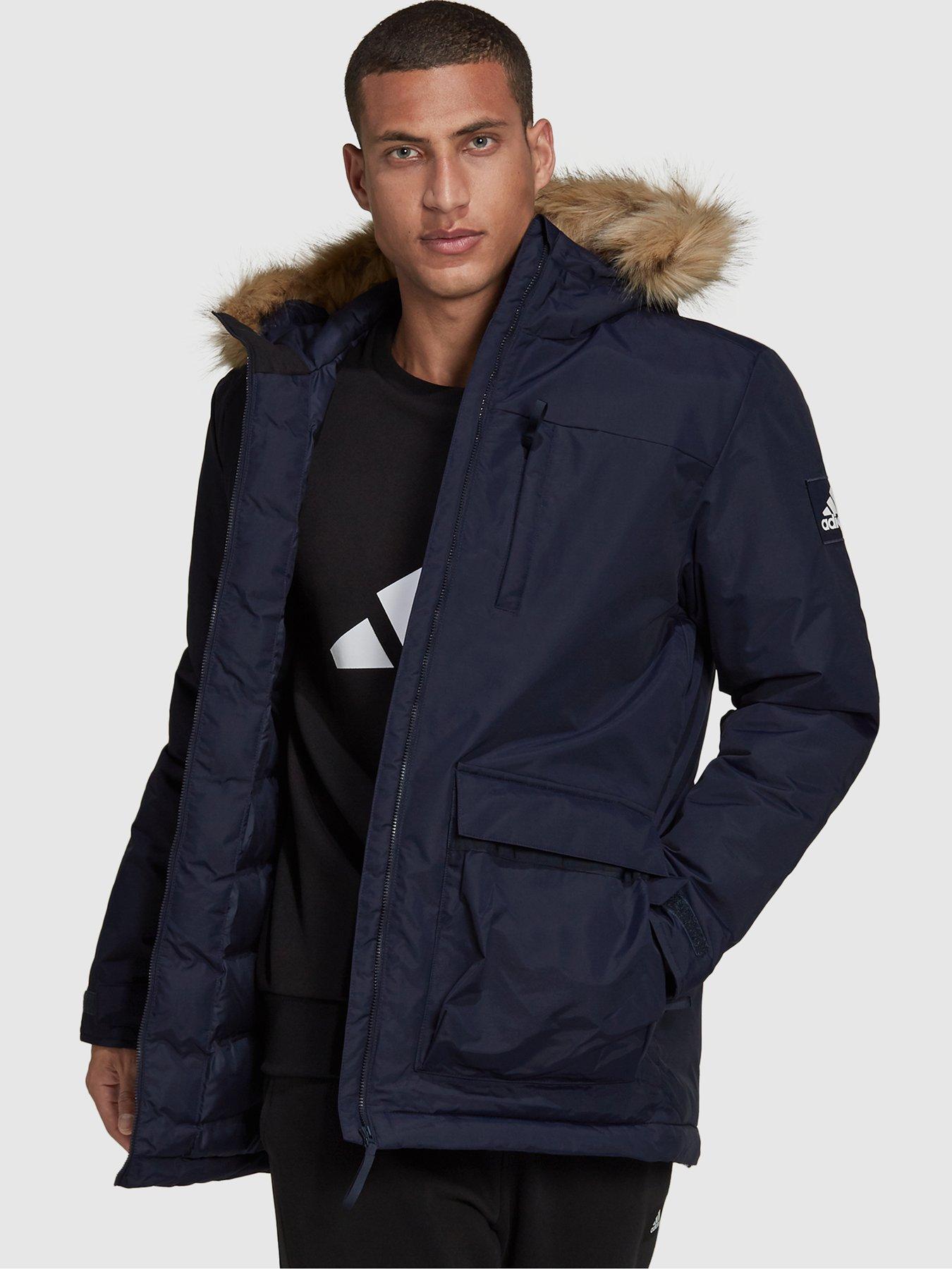 adidas Utilitas Hooded Parka - Navy | very.co.uk