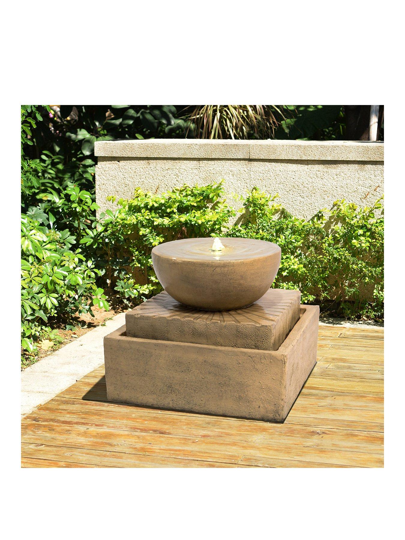 Product photograph of Teamson Home Water Fountain Indoor Conservatory Garden Stone With Lights from very.co.uk