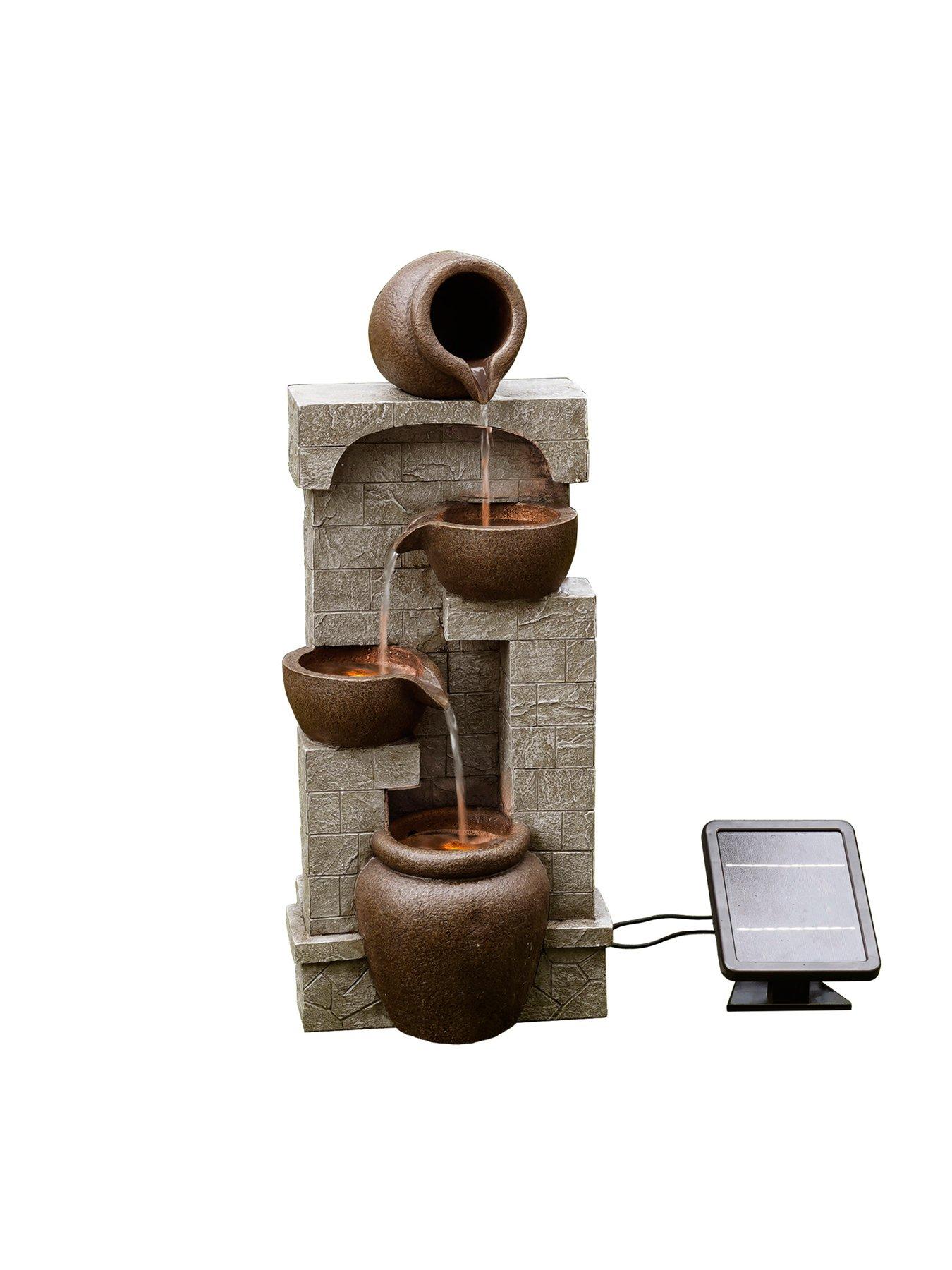 Image 4 of 7 of Teamson Home Peaktop Solar Power Water Fountain Garden Bronze Ornament