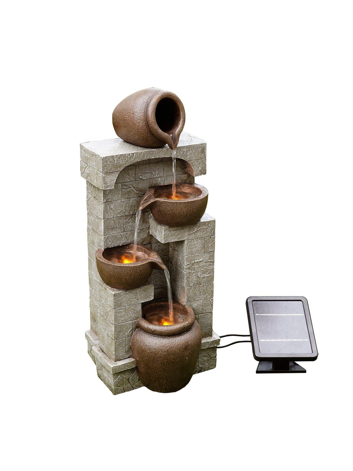 Image 5 of 7 of Teamson Home Peaktop Solar Power Water Fountain Garden Bronze Ornament